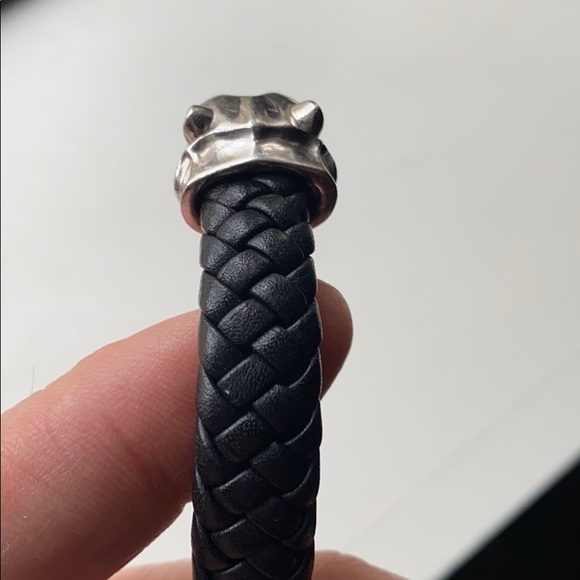 EFFY MEN’S BRACELET WOVEN LEATHER PANTHER BRACELET - Picture 8 of 8